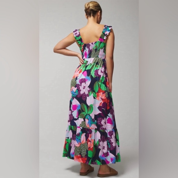 Soma Tropical Floral Flutter Sleeve Maxi Dress - Size M - Picture 2 of 9